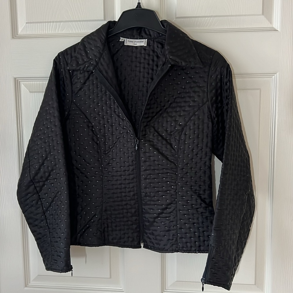 Anne Fontaine Black Quilted Biker Jacket‎ Riding Jacket, Sz 2